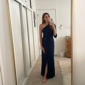 One shoulder, navy, Reformation gown